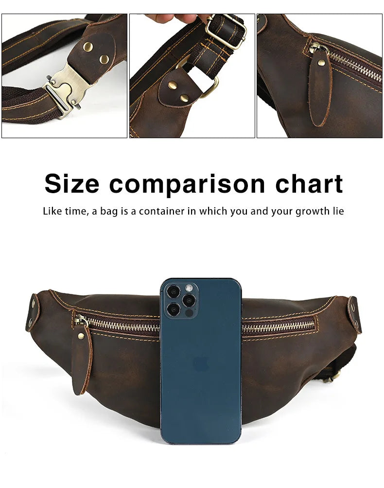 Men's RFID Anti-Theft Genuine Leather Sling Bag | Versatile Travel Pack