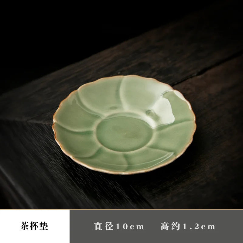 Japanese Ceramic Petal Coaster | Elegant Anti-Scald Teaware Accessory