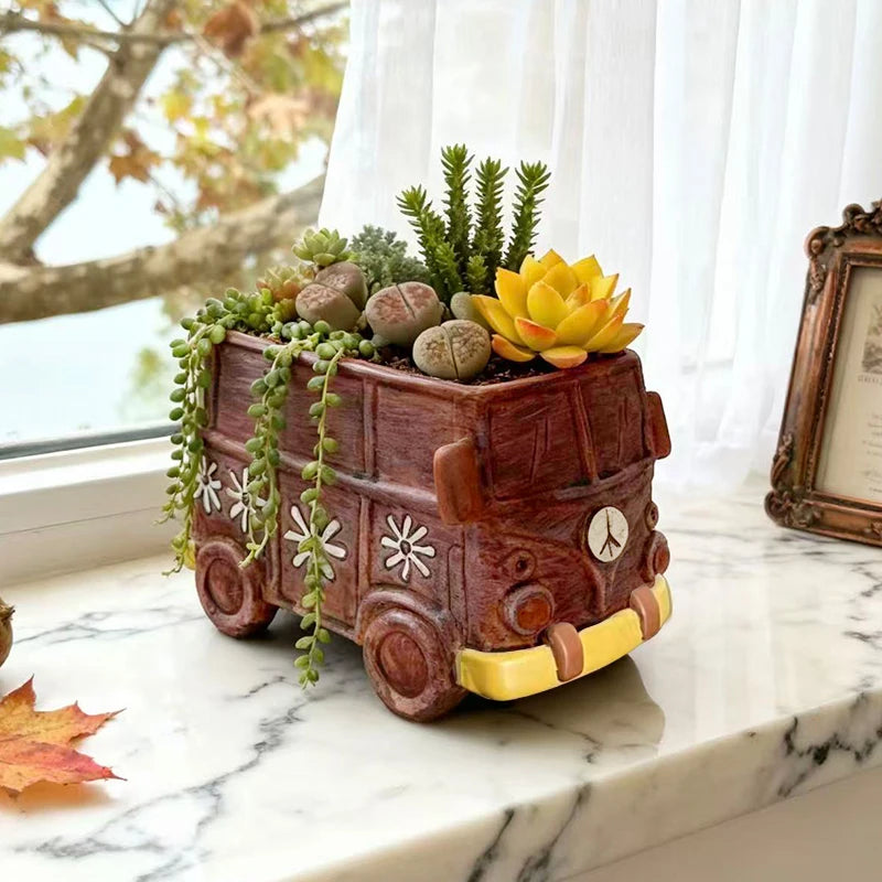 Creative Bus Car Flowerpot | Unique Home Garden Decor