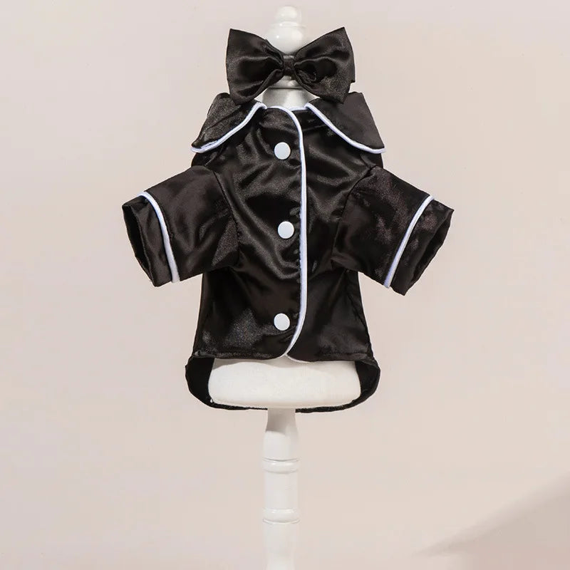 Cute Solid Color Pet Pajama Set with Flower Headband Accessories