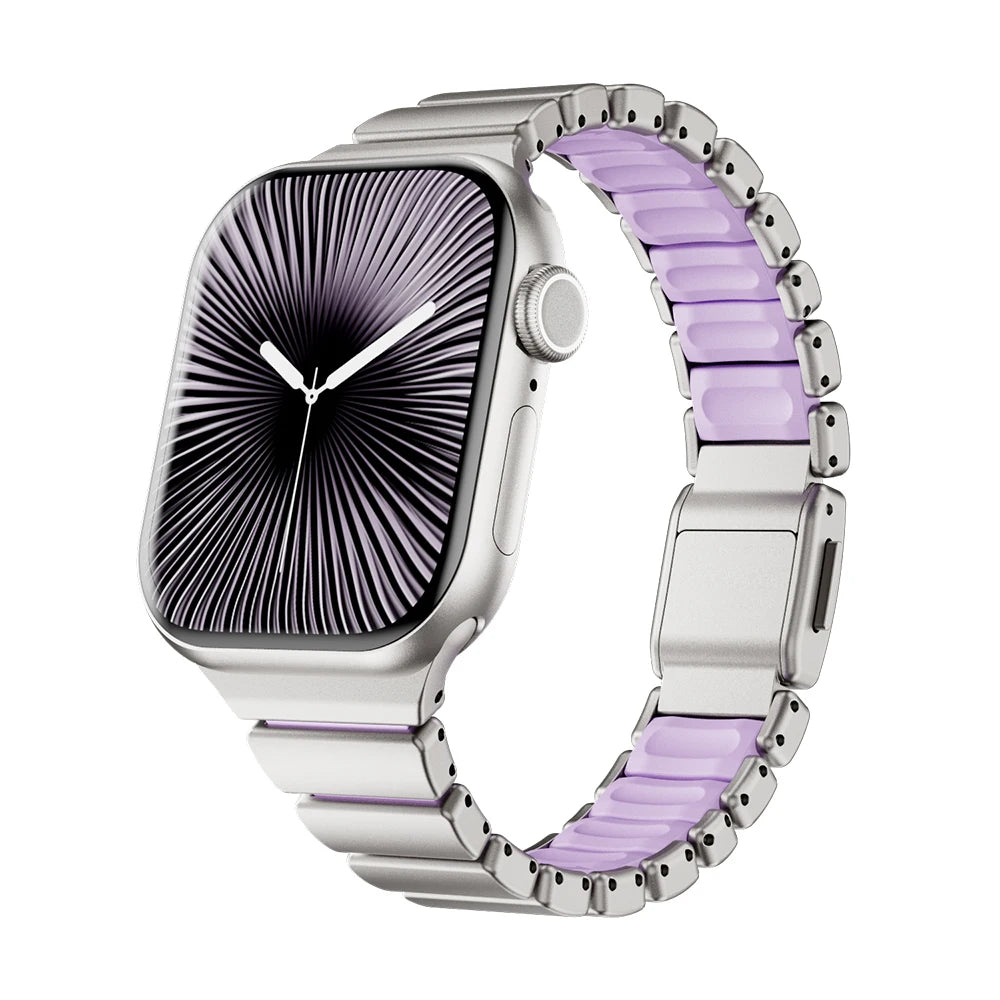 Slim Stainless Steel Rubber Strap for Apple Watch - Versatile & Stylish