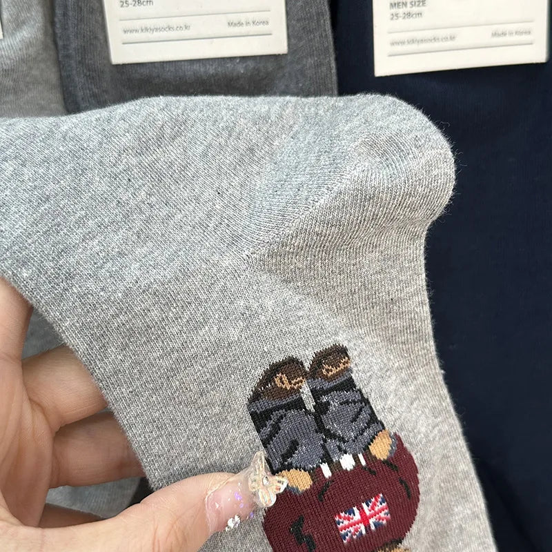 Men's Cartoon Bear Socks | Fun & Breathable Skateboard Socks