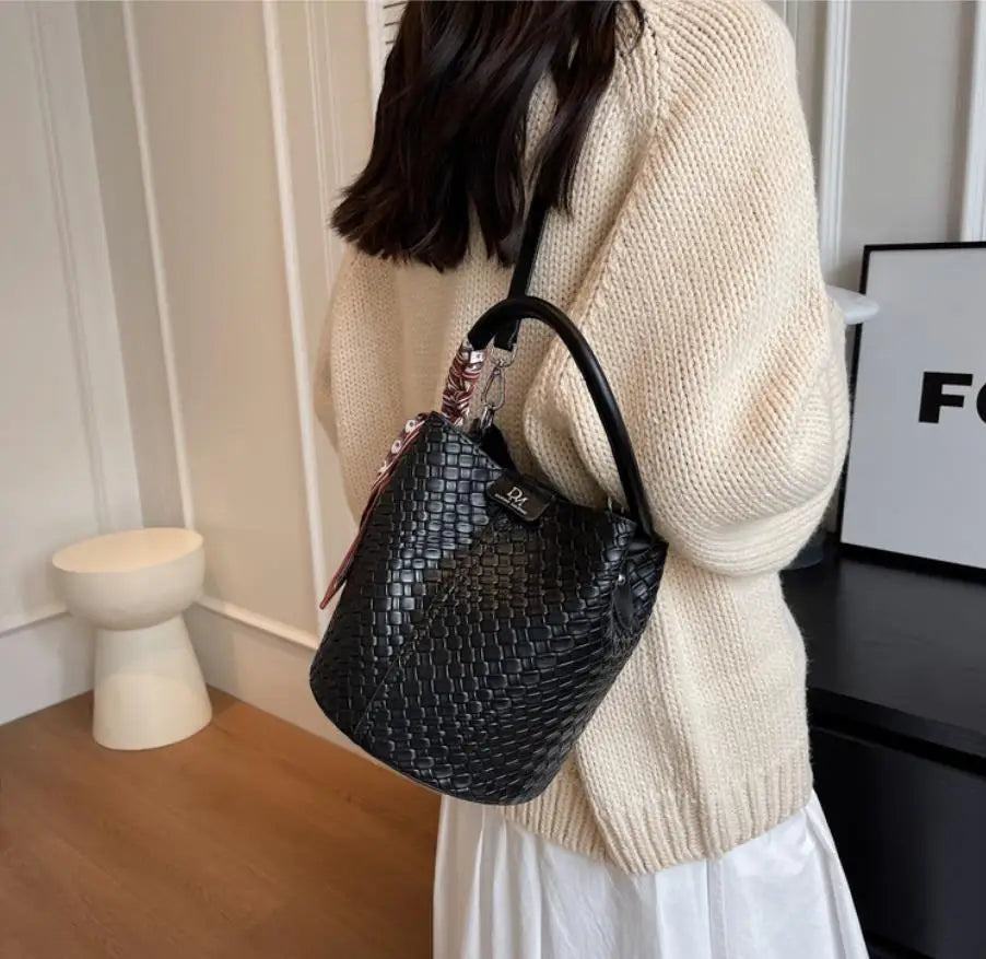 Bolso de cubo chic para mujer | Bolso de mano tejido de moda para cada ocasión