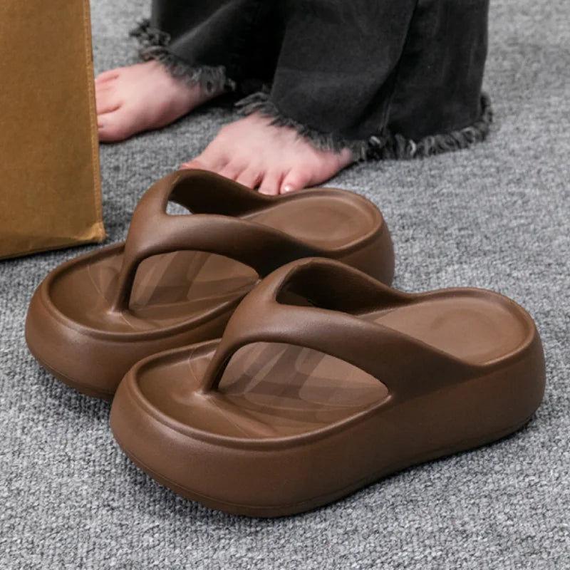 Women’s Chunky Platform Clip Toe Sandals | Summer Slip On Slippers