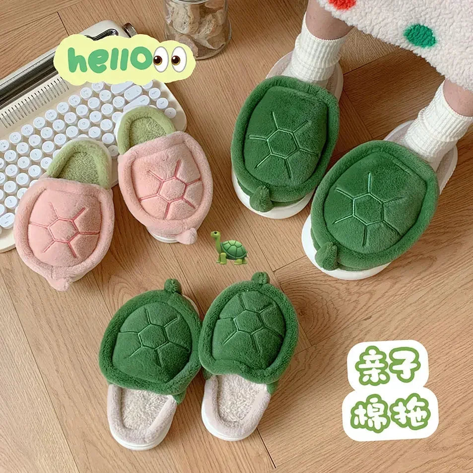 Cute Turtle Plush Slippers | Soft Warm Indoor Winter Footwear