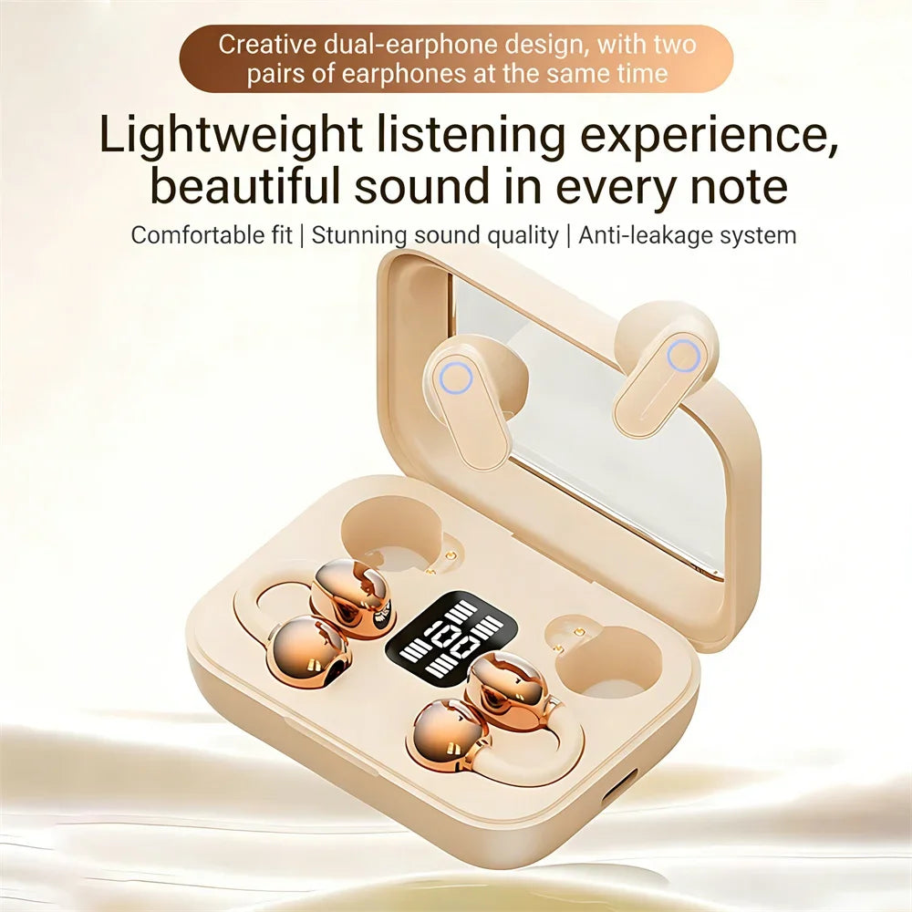 Wireless Earphones Open In-ear Type HIFI Bass 2in1 Bluetooth Headset High-definition Electric Quantity Digital Display Earplugs