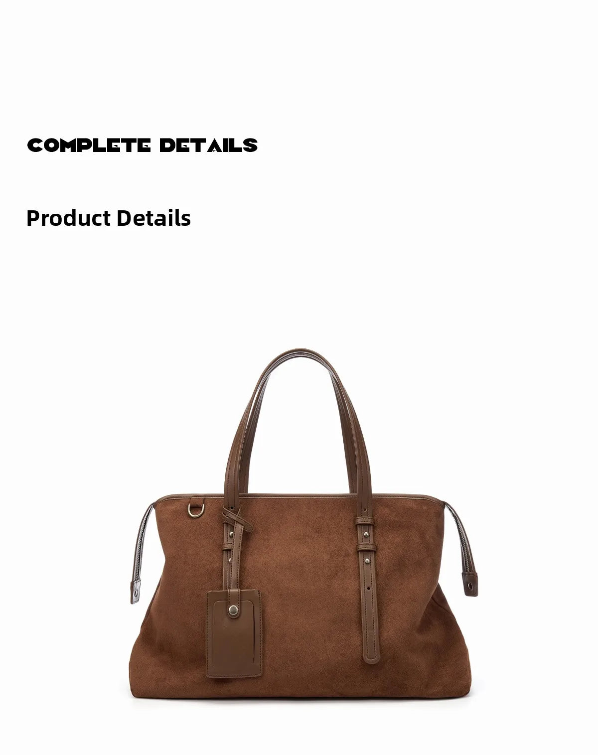 Elegant Black Suede Tote Bag | Stylish Large Capacity Unisex Handbag