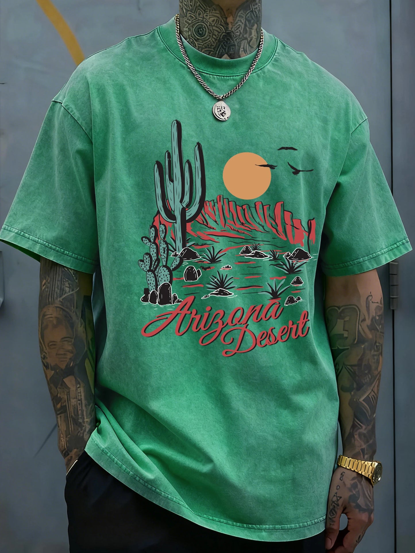 Men's Arizona Desert Cactus Graphic Tee | Soft Short Sleeve T-Shirt