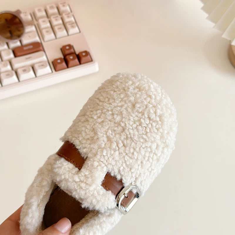 Kids' Warm Plush Flat Winter Shoes | Non-Slip Fashion Footwear