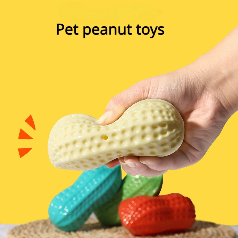 Interactive Dog Chewing Toy | Peanut Shaped Squeaker for Teeth Care