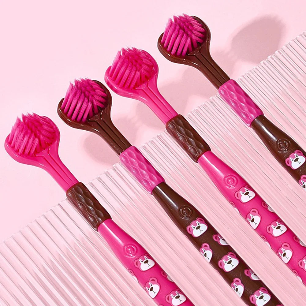 Three-Sided Soft Toothbrush Set with Travel Case & Floss