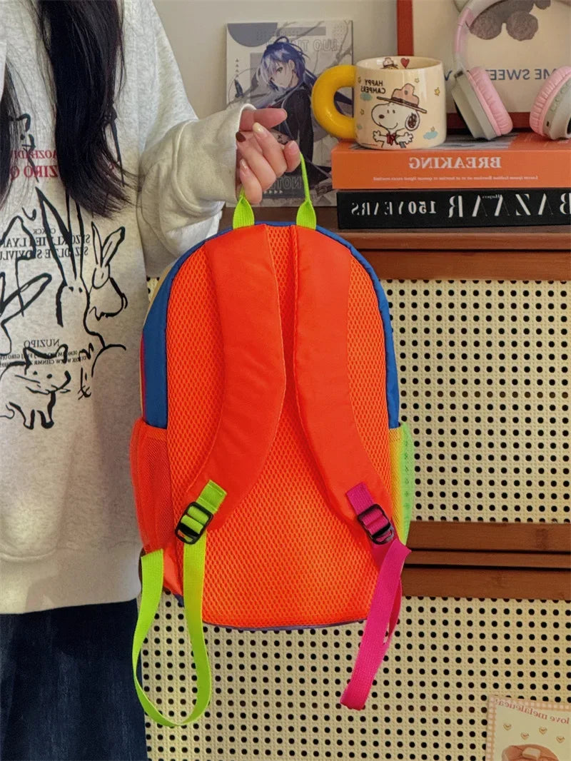 Dopamine backpack, contrasting colors, travel backpack, hiking, mountaineering, outdoor leisure, lightweight travel, study bag
