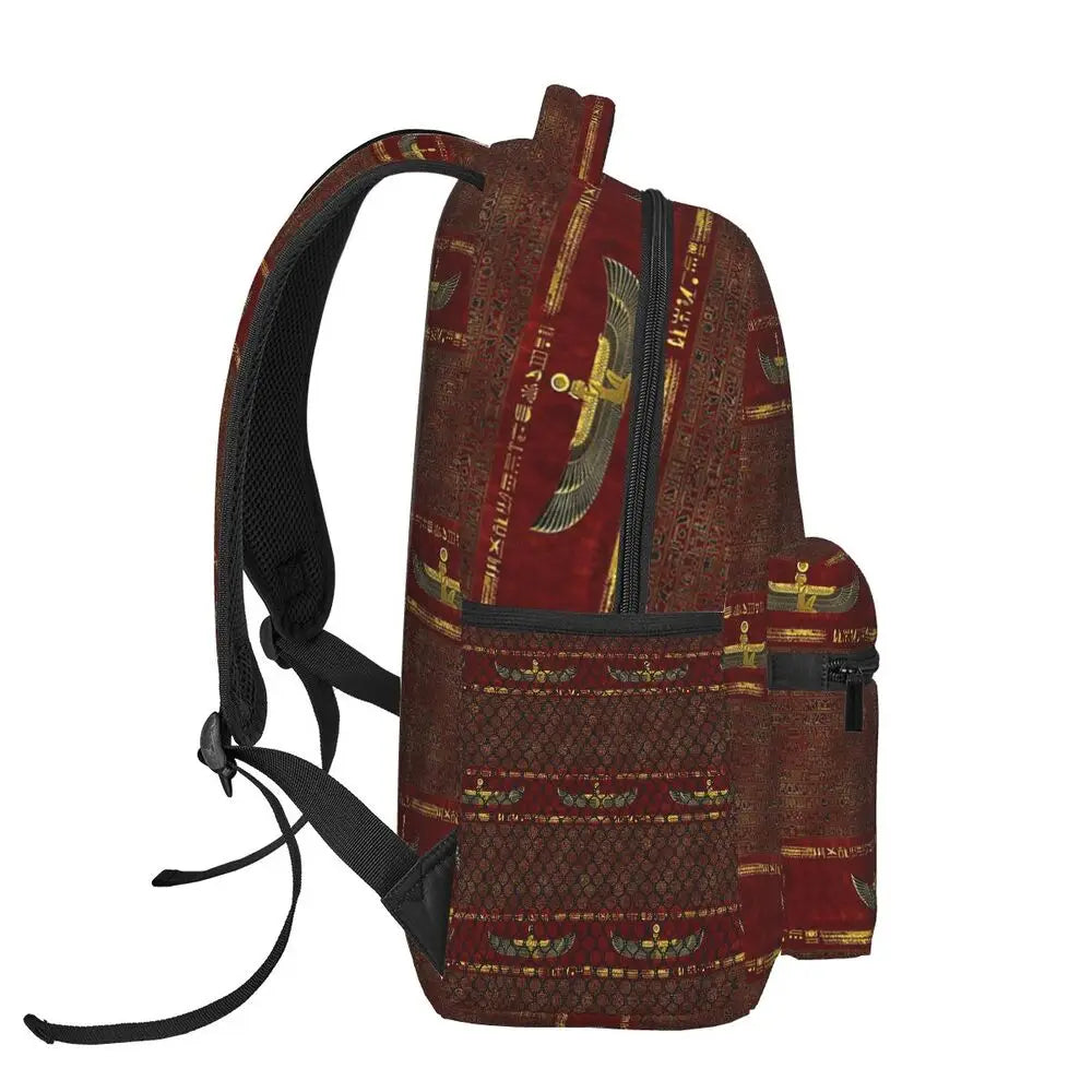 Golden Egyptian God Ornament Backpack | Stylish Fashion Daypack