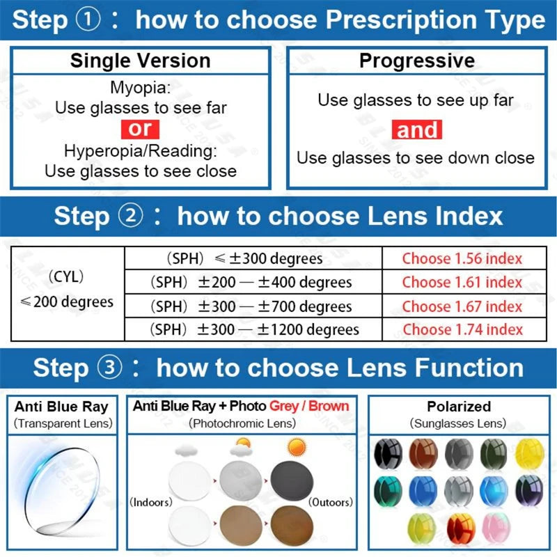 Stylish Anti Blue Light Photochromic Prescription Glasses for Men