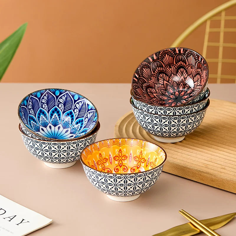 6-Piece Bohemian Mandala Ceramic Bowls | Stylish & Versatile