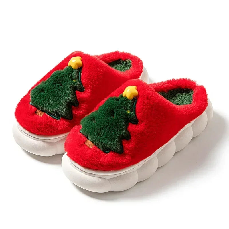 Cute Christmas Tree Fluffy Slippers | Cozy Indoor/Outdoor Slides