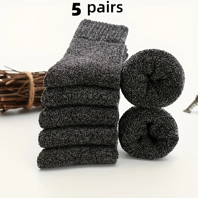 5 Pairs of Thick Warm Men's Socks | Cozy Winter Thermal Stockings