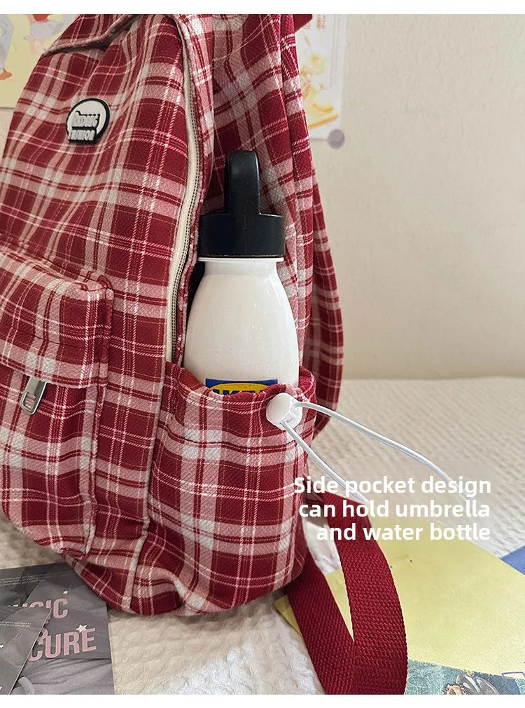 Large Capacity Plaid Backpack | Versatile Travel & School Bag