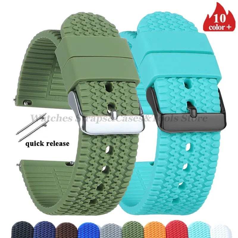 Soft Silicone Watch Bands | Quick Release Rubber Strap for All Watches