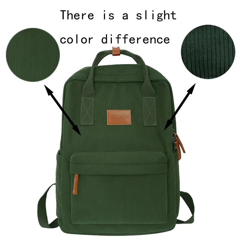 Trendy Multi-Color Corduroy Backpack | Casual Versatile School Bag