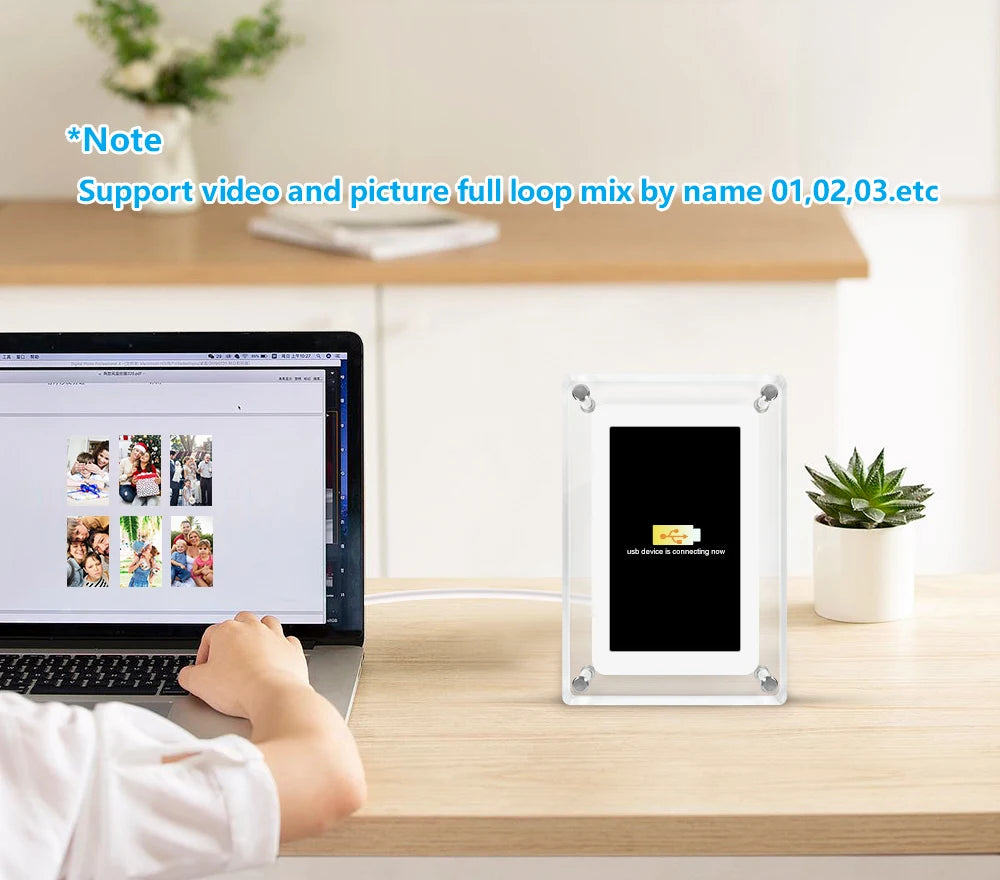 5-Inch Acrylic Digital Photo Frame | USB Charging & Video Playback