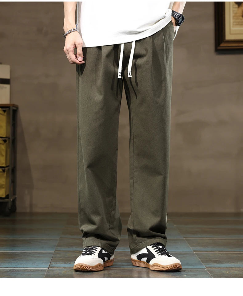 Comfortable Loose Men's Trousers | 100% Cotton Khaki Pants