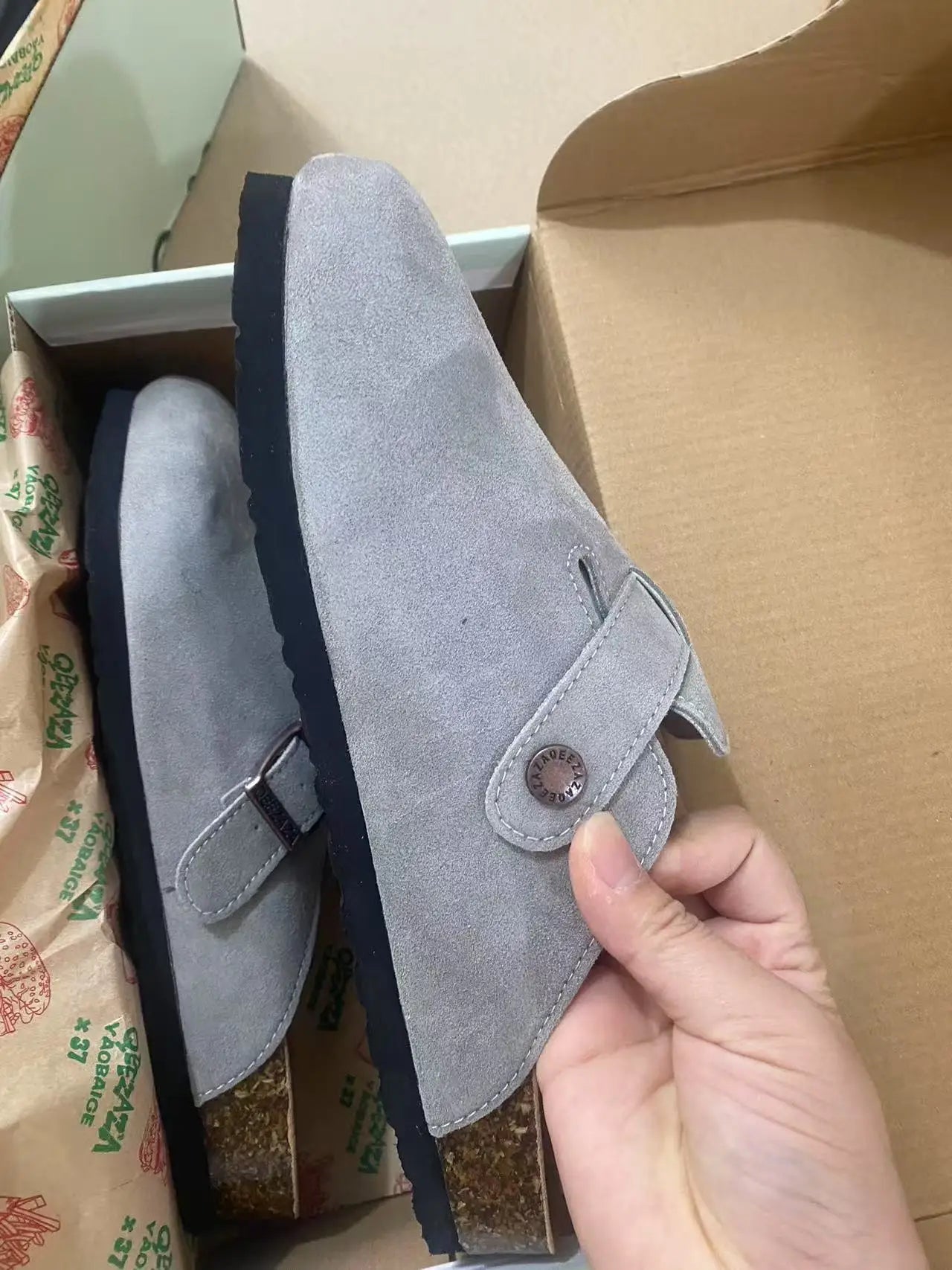 Cow Suede Cork Mules Slippers for All Seasons | Comfortable Clogs