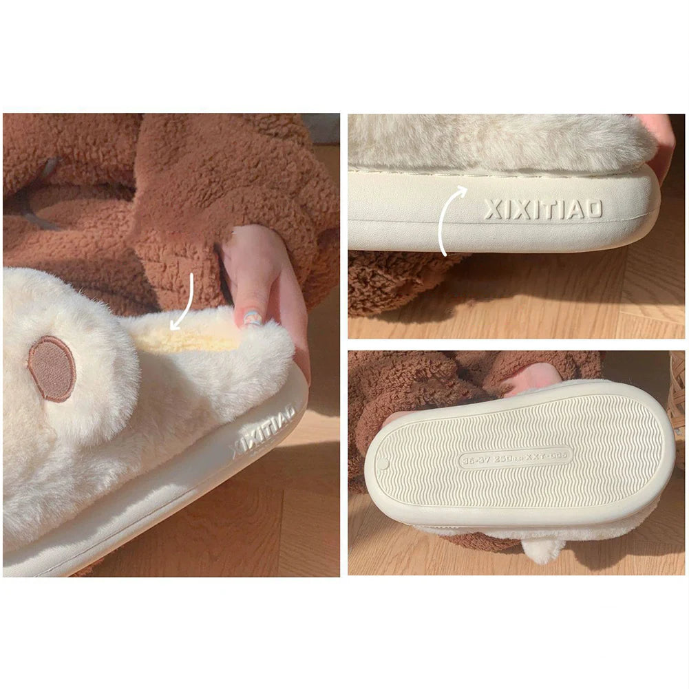 Adorable Bear Plush Slippers | Cozy & Warm Indoor Footwear