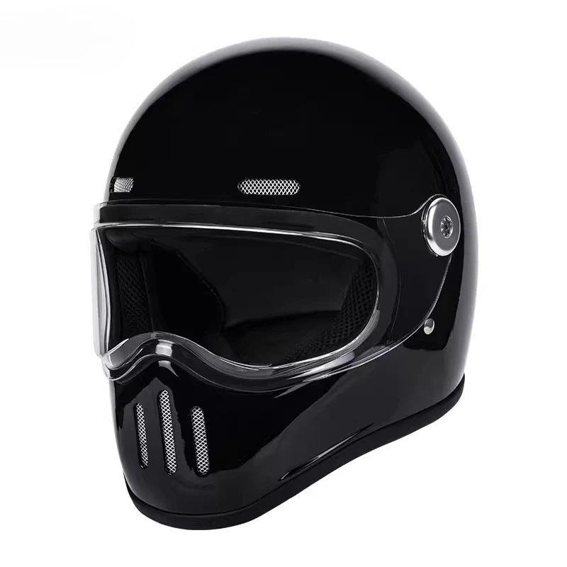 Retro Fiberglass Full Face Motorcycle Helmet | Vintage Style Safety Gear