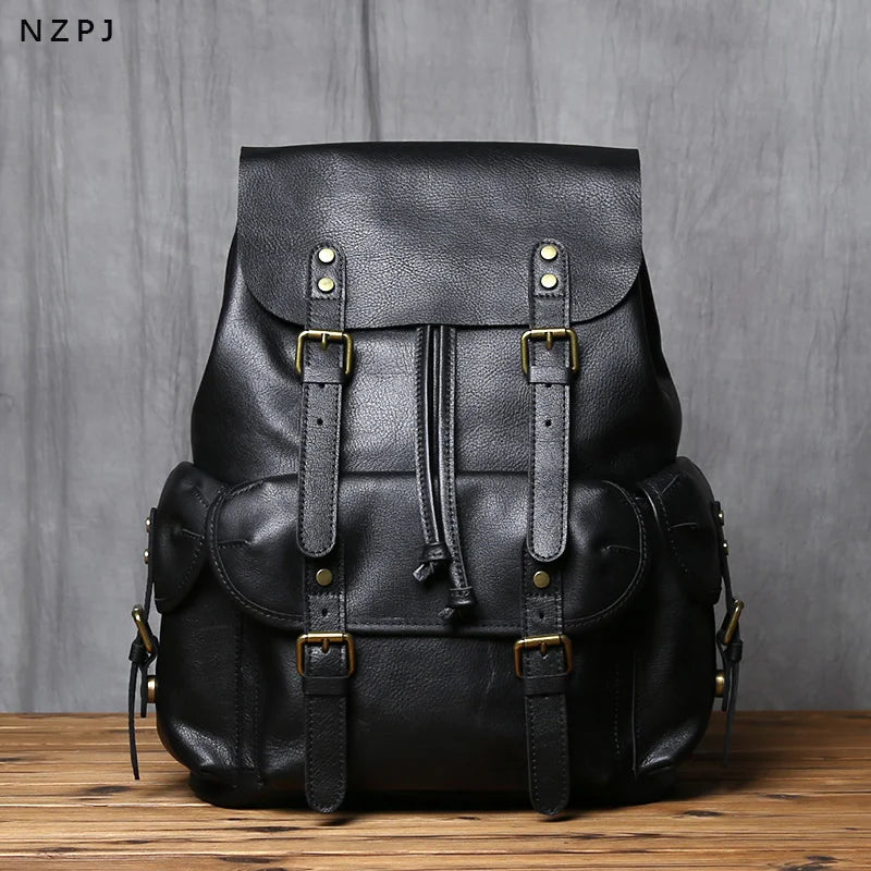 Men's Casual Leather Backpack | Large Capacity & Stylish Design