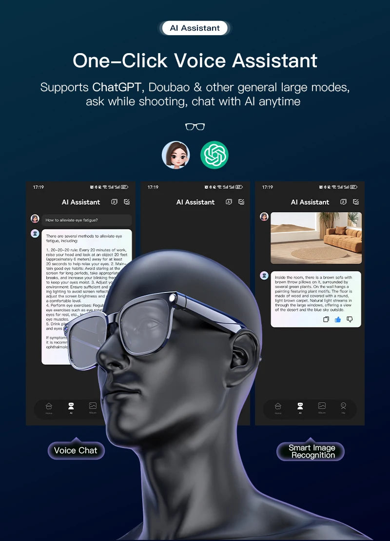 Smart AI Glasses with HD Video, Bluetooth & Music Playback