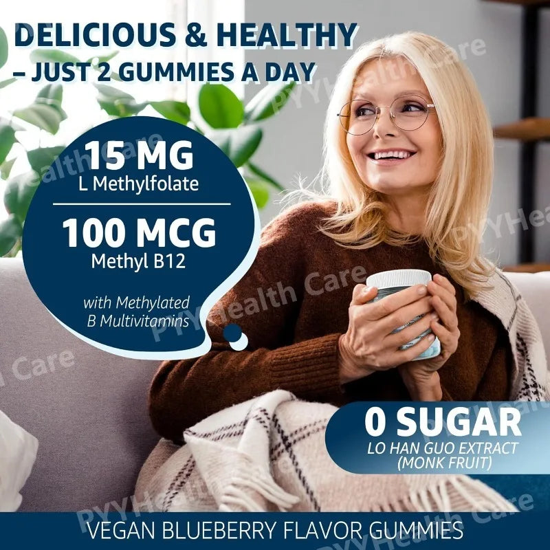 L-Methylfolate Gummies with B-Complex Vitamins for Daily Nutritional Support