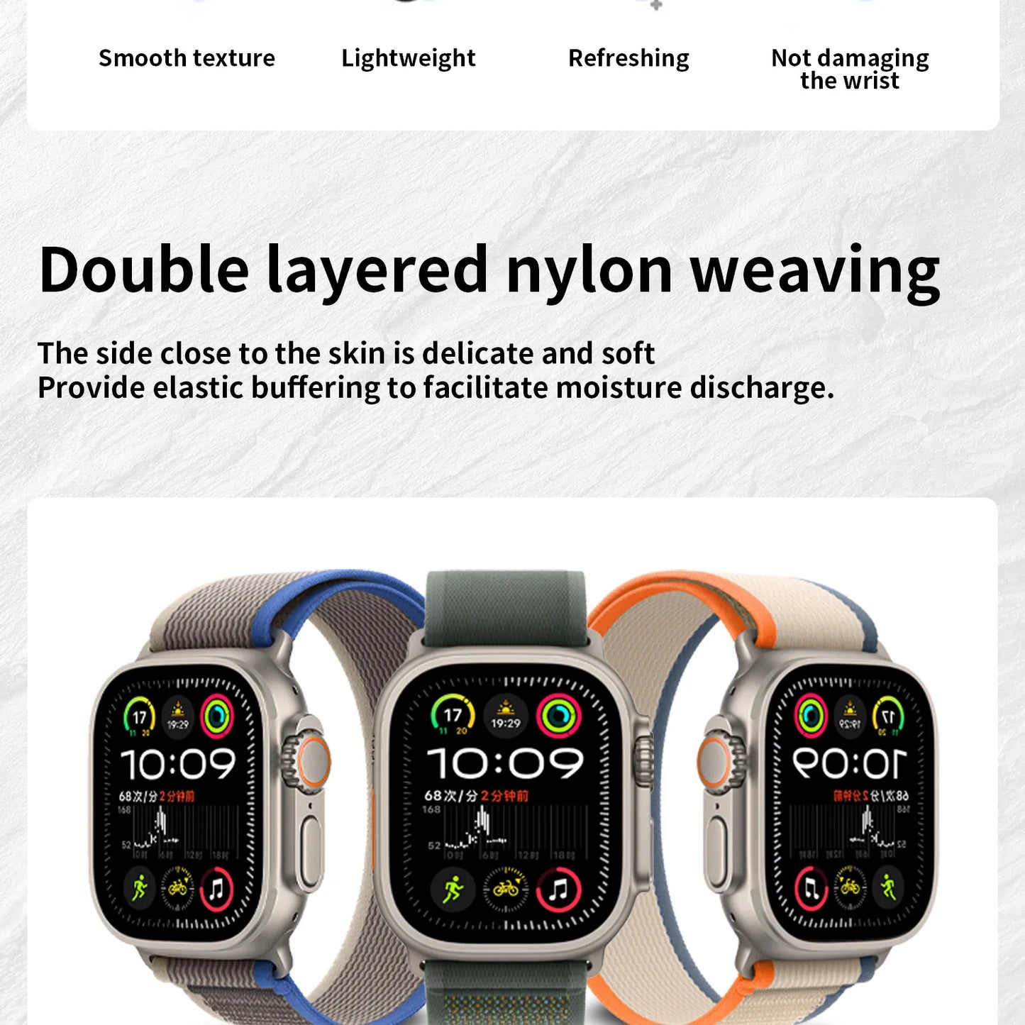 High-Quality Nylon Strap for Smartwatches | Natural Titanium Finish