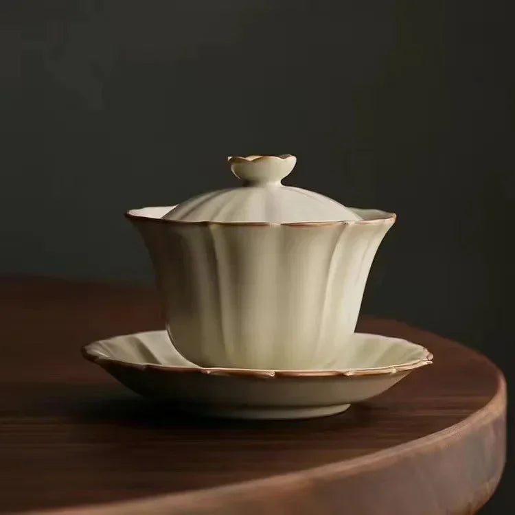 Retro Ceramic Tea Brewing Cup Set | Elegant Anti-Scald Teacup