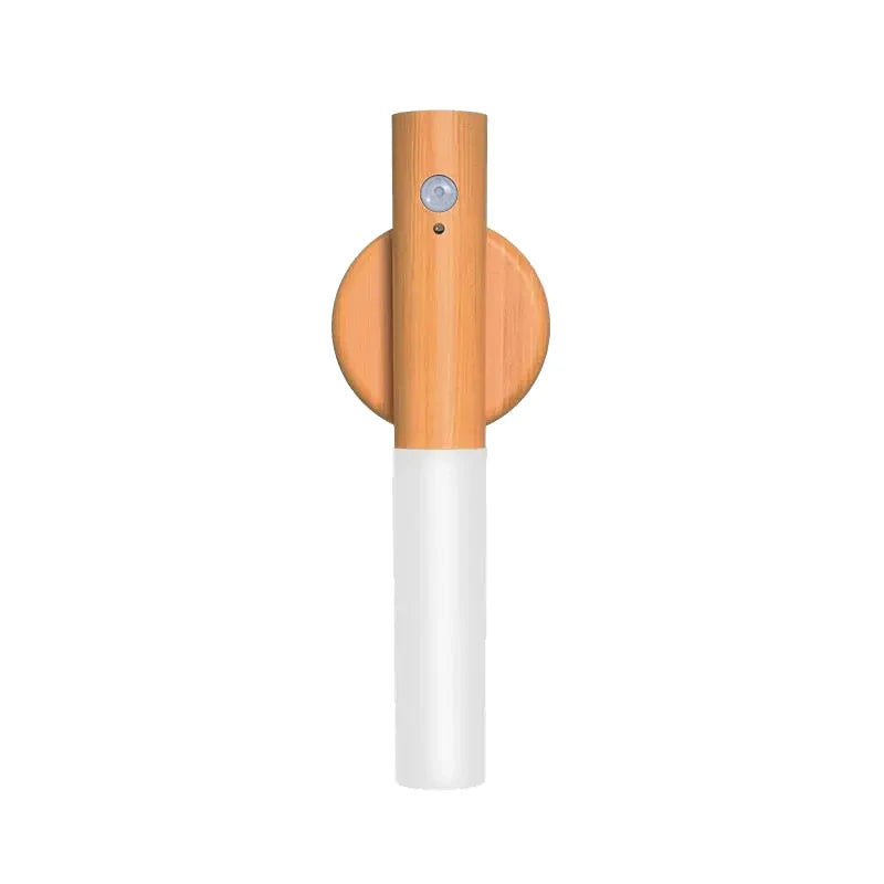 Luz nocturna LED recargable con sensor de movimiento | Elegante diseño de vetas de madera