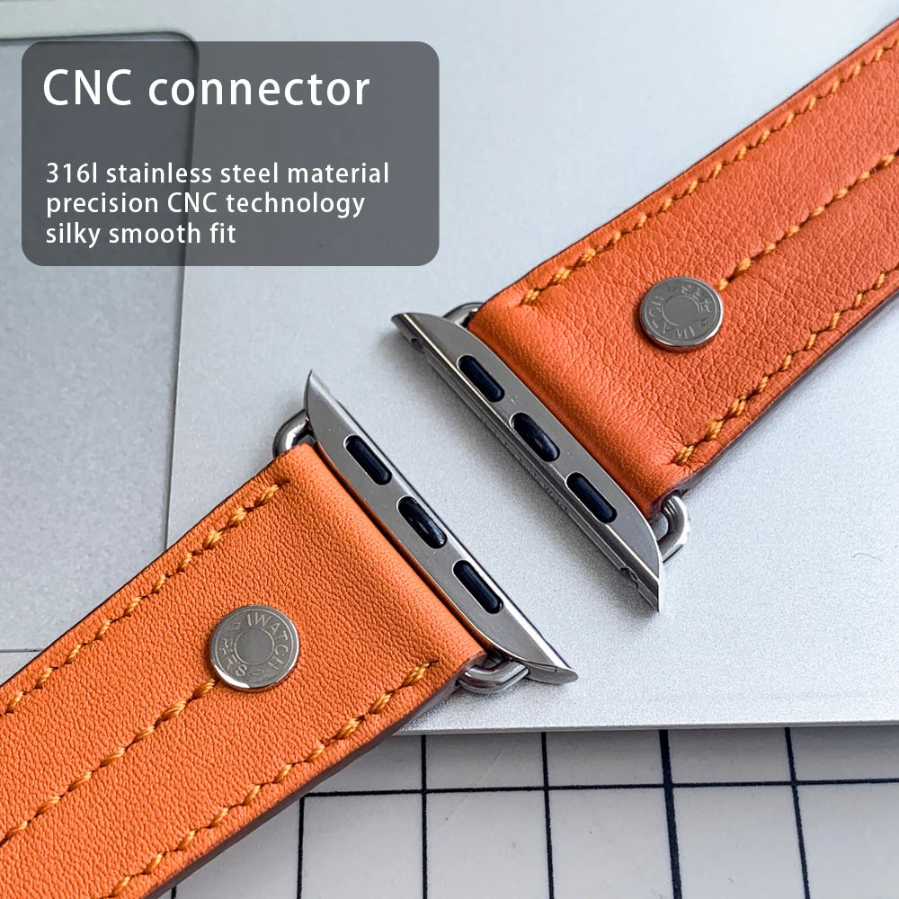 High-Quality Calfskin Leather Single Tour Band for Smartwatch