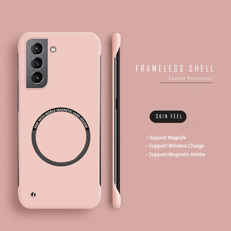 Slim Frameless Phone Case For Samsung S26 S25 Edge S24 S23 FE S22 Plus NOTE 20 Ultra Magsafe Magnetic Matte Cover