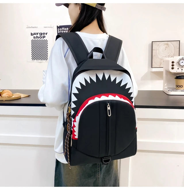 Luminous Shark Mouth Backpack | Large Capacity USB Laptop Bag