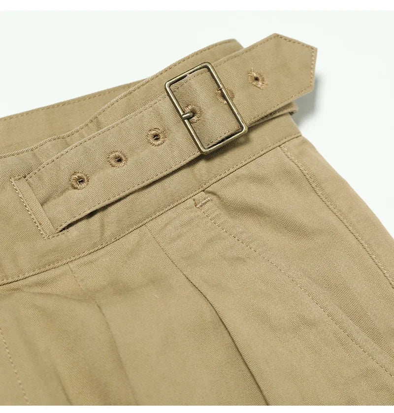 Men's Herringbone Cotton Gurkha Pants for Casual Style
