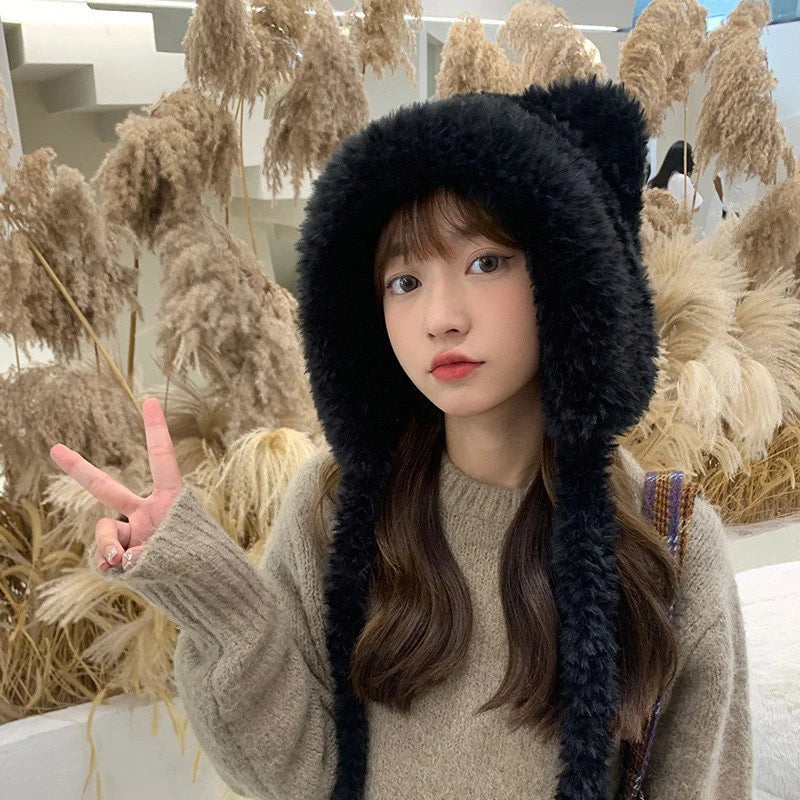 Women's Cute Bear Ears Plush Winter Hat | Stylish and Warm Beanie