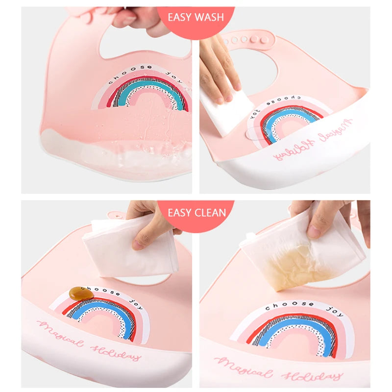 Waterproof Silicone Baby Bibs | Adjustable Cute Feeding Aprons