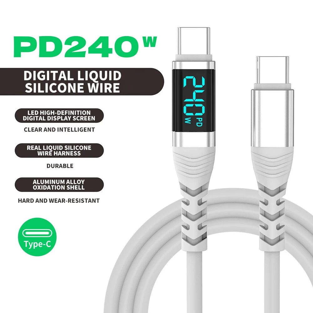 PD3.1 USB C Cable,240W LED Display Type C Fast Charging Cable with Data Transfer,for iPhone 17/16,Samsung Galaxy A17/S25,Huawei