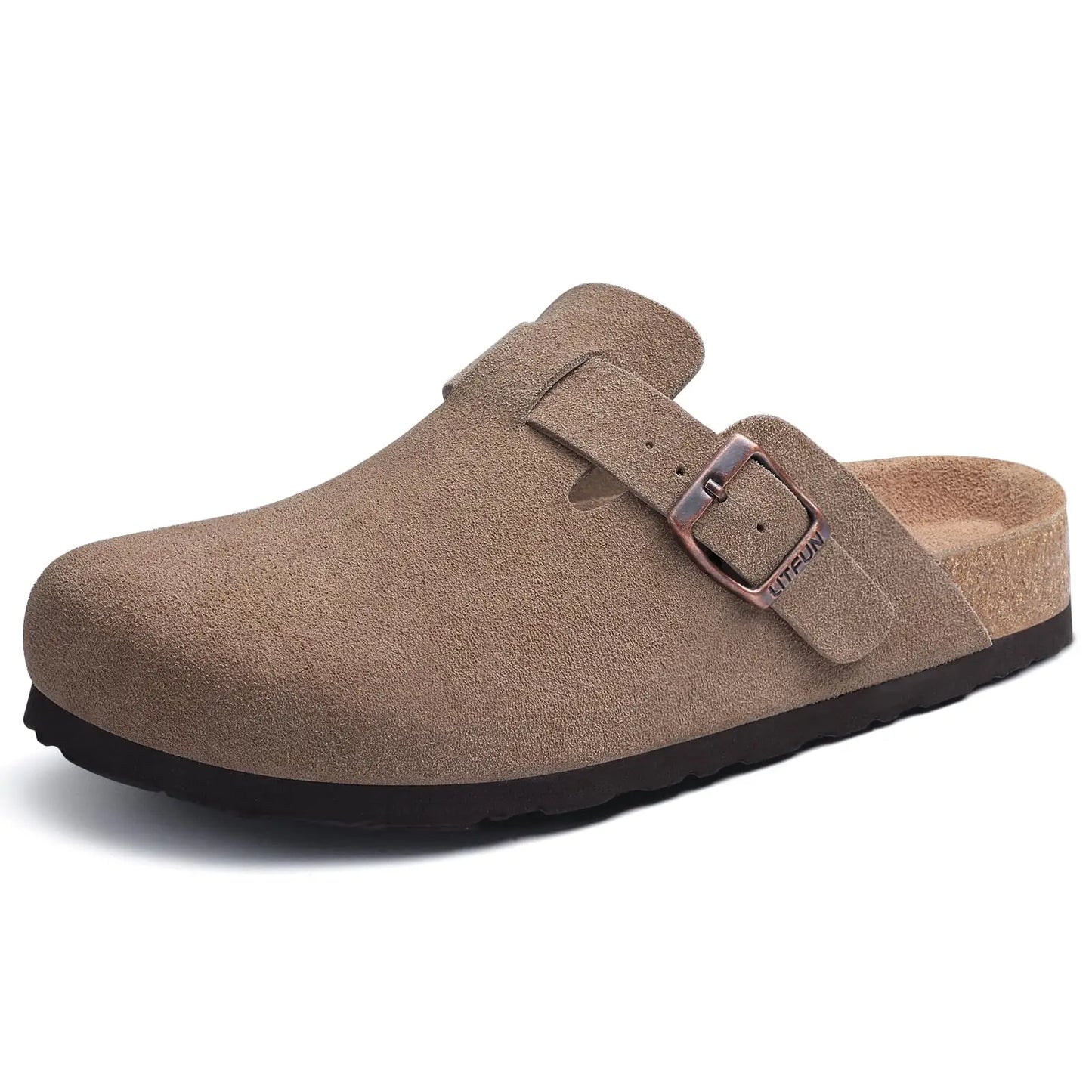 Women's Genuine Leather Clogs with Cork Footbed | Slip-On Comfort Slippers