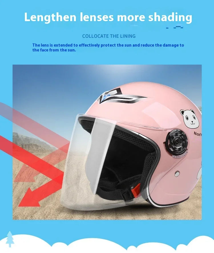 Cute Cartoon Kids Helmet | Safe & Stylish Motorcycle Headgear