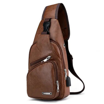 Men's Chest Bag with Headphone Hole | Versatile USB Shoulder Pack