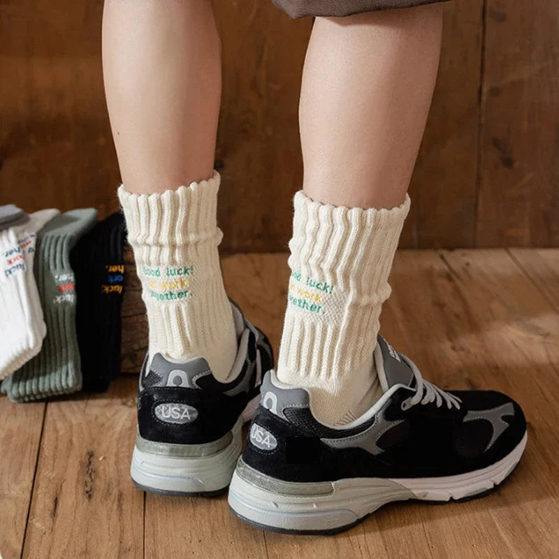 Men's Vintage Letter Medium Tube Socks | Thick Sports Comfort