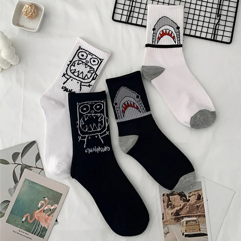 High-Quality Harajuku Shark Socks | Trendy Hip Hop Style