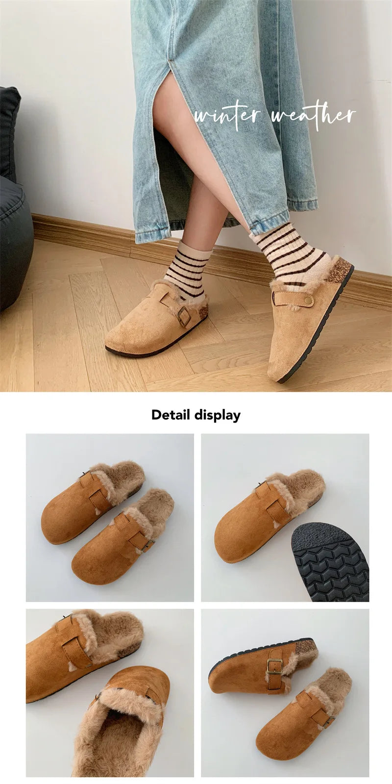 Cozy Winter Fur Clogs Slippers for Women | Plush Indoor/Outdoor