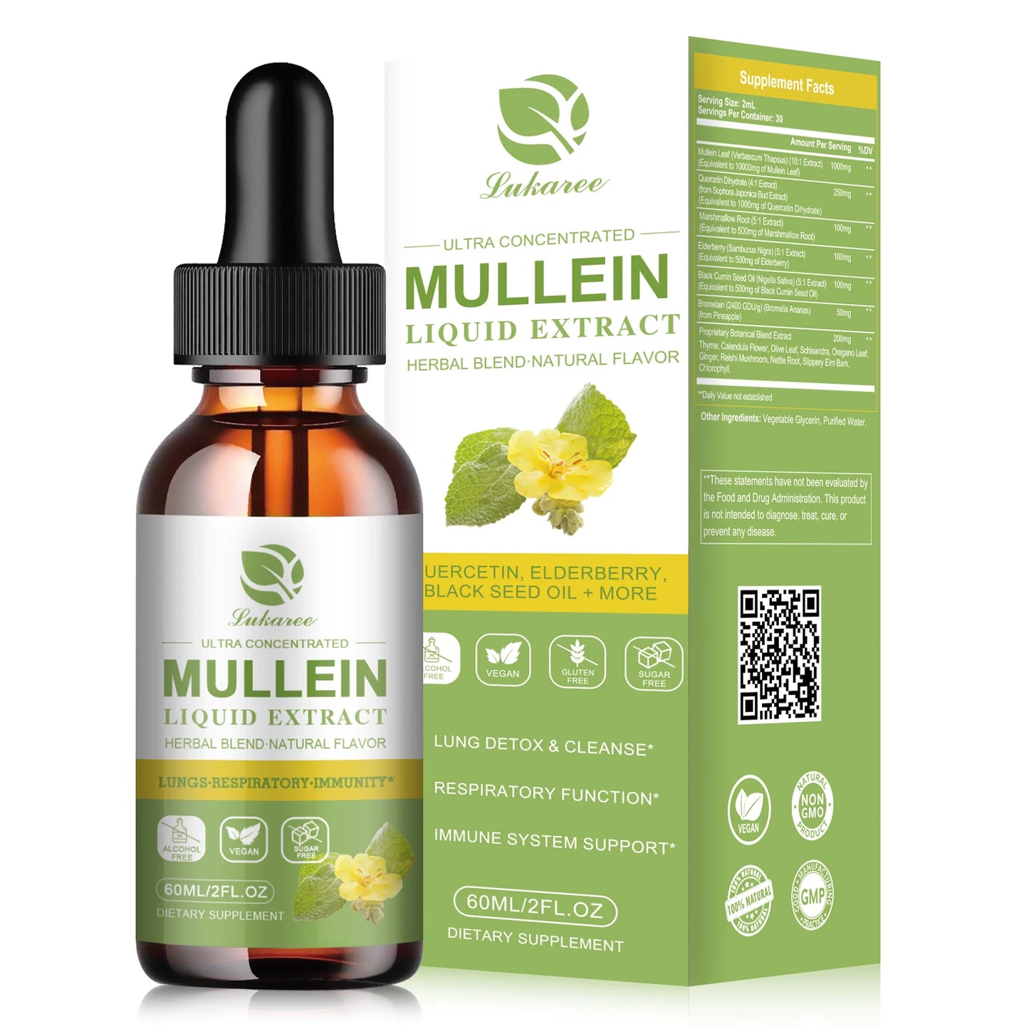 Vegetarian Mullein Drops for Lung Health & Detoxification