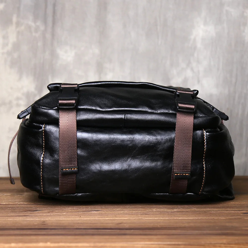 Retro Men's Leather Backpack | Spacious Vintage Computer Bag